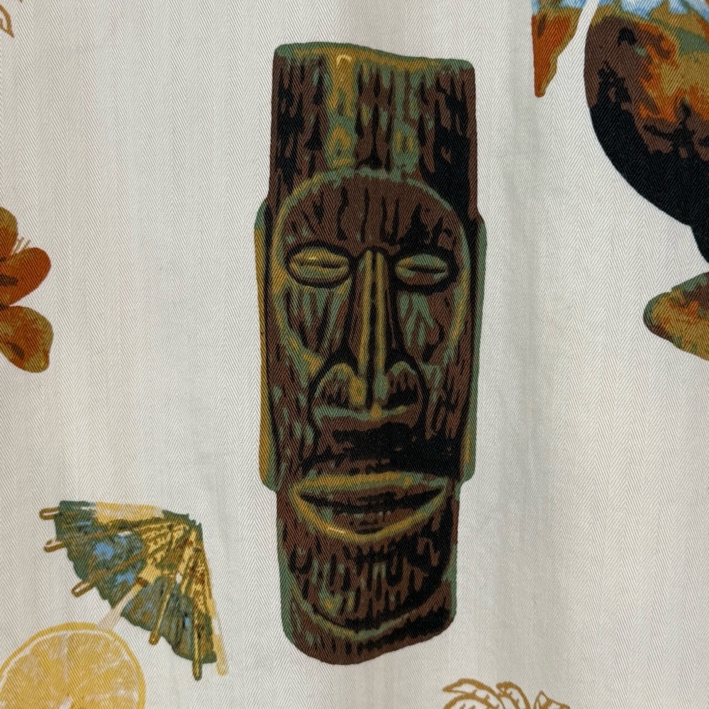 AFTCO Bluewater Tiki Cocktails Hawaiian Shirt Cotton Rayon Handcrafted USA Large - Picture 7 of 15
